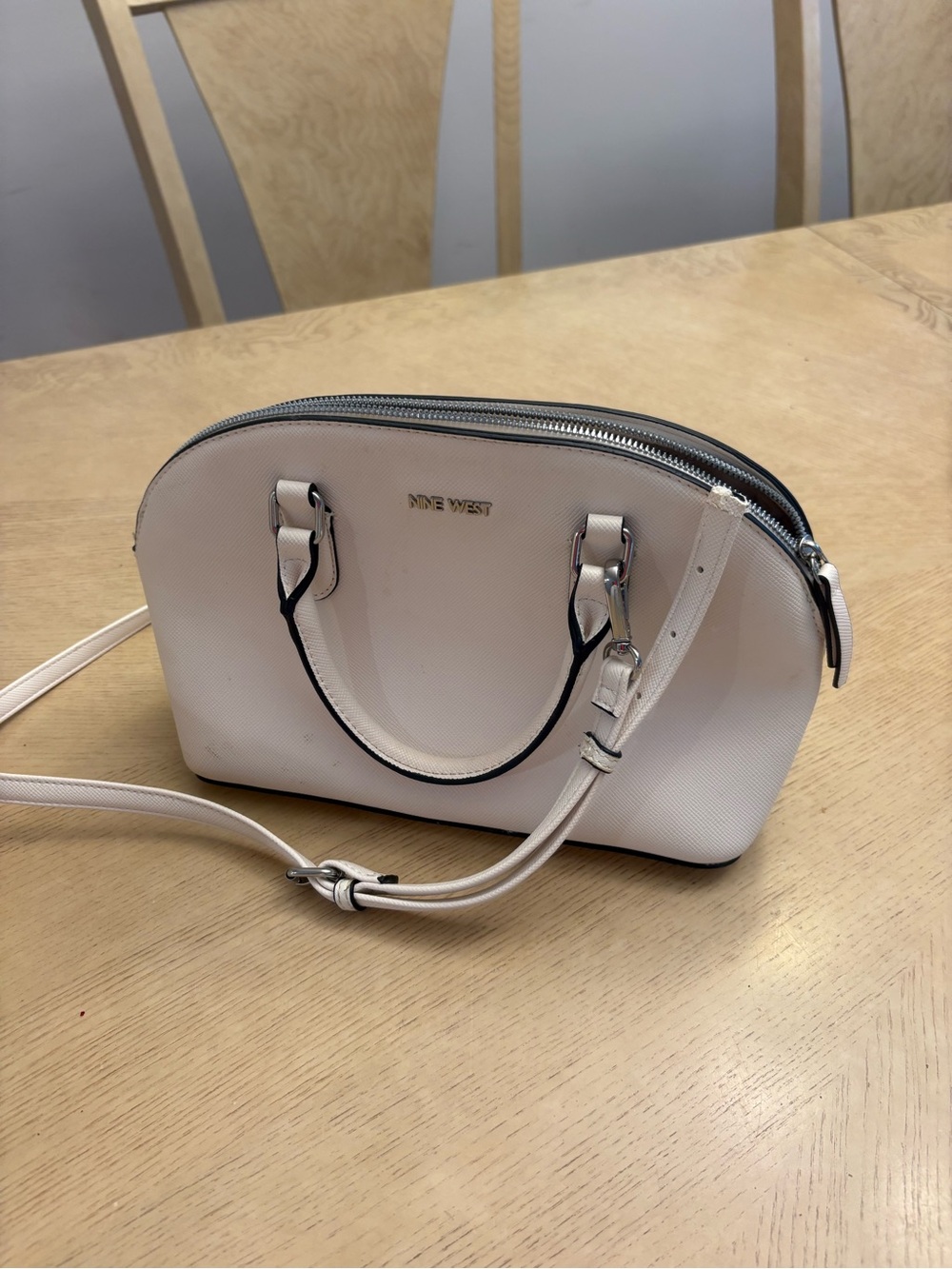 Nine West Pale Cream Crossbody Dome Satchel